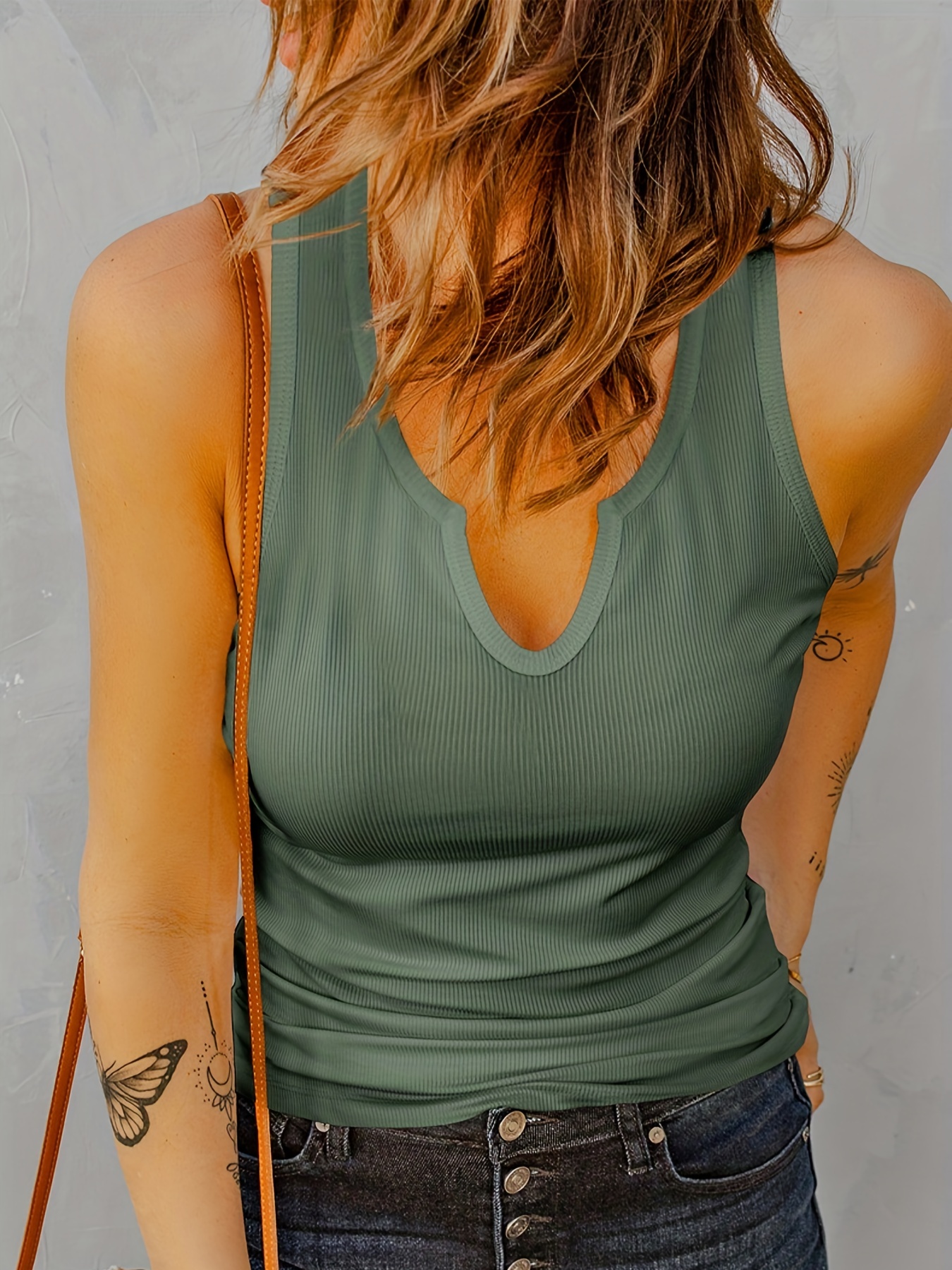 womens fashion casual simple ribbed sports tank top round neck solid color sleeveless sports shirts womens summer tops details 12