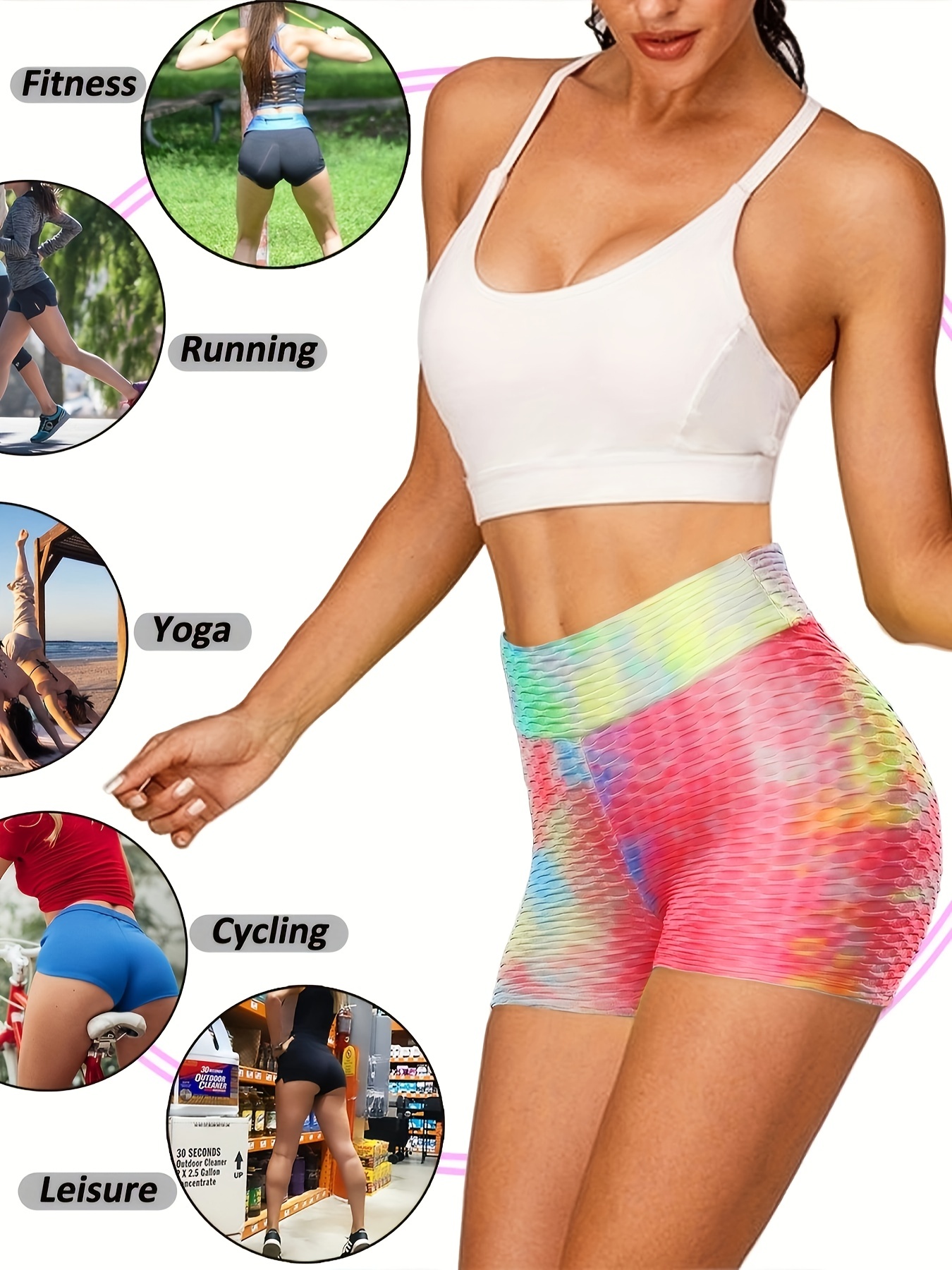 plain honeycomb sporty yoga short slim fit butt lifting high waist sports short womens activewear details 19