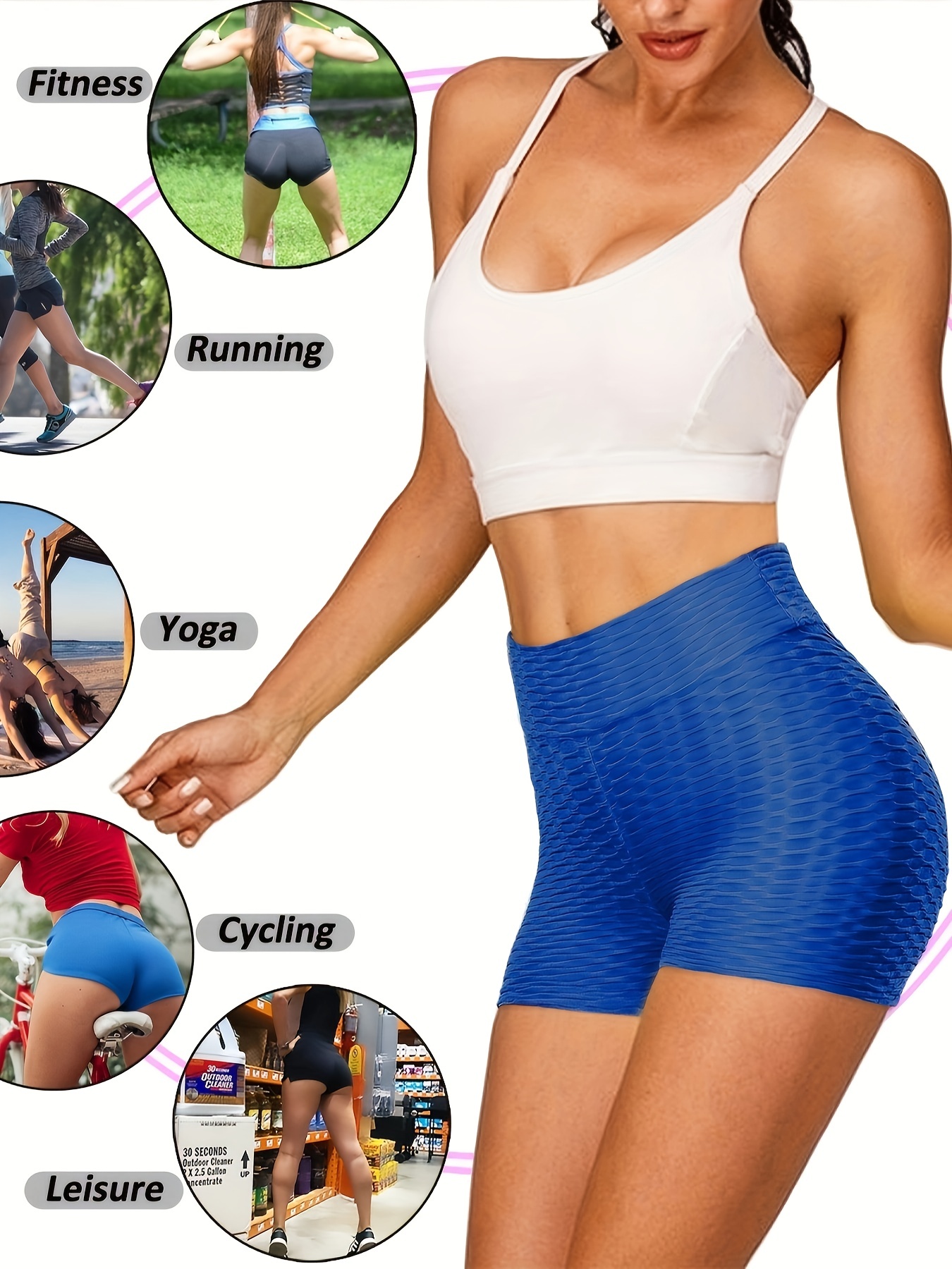 plain honeycomb sporty yoga short slim fit butt lifting high waist sports short womens activewear details 39