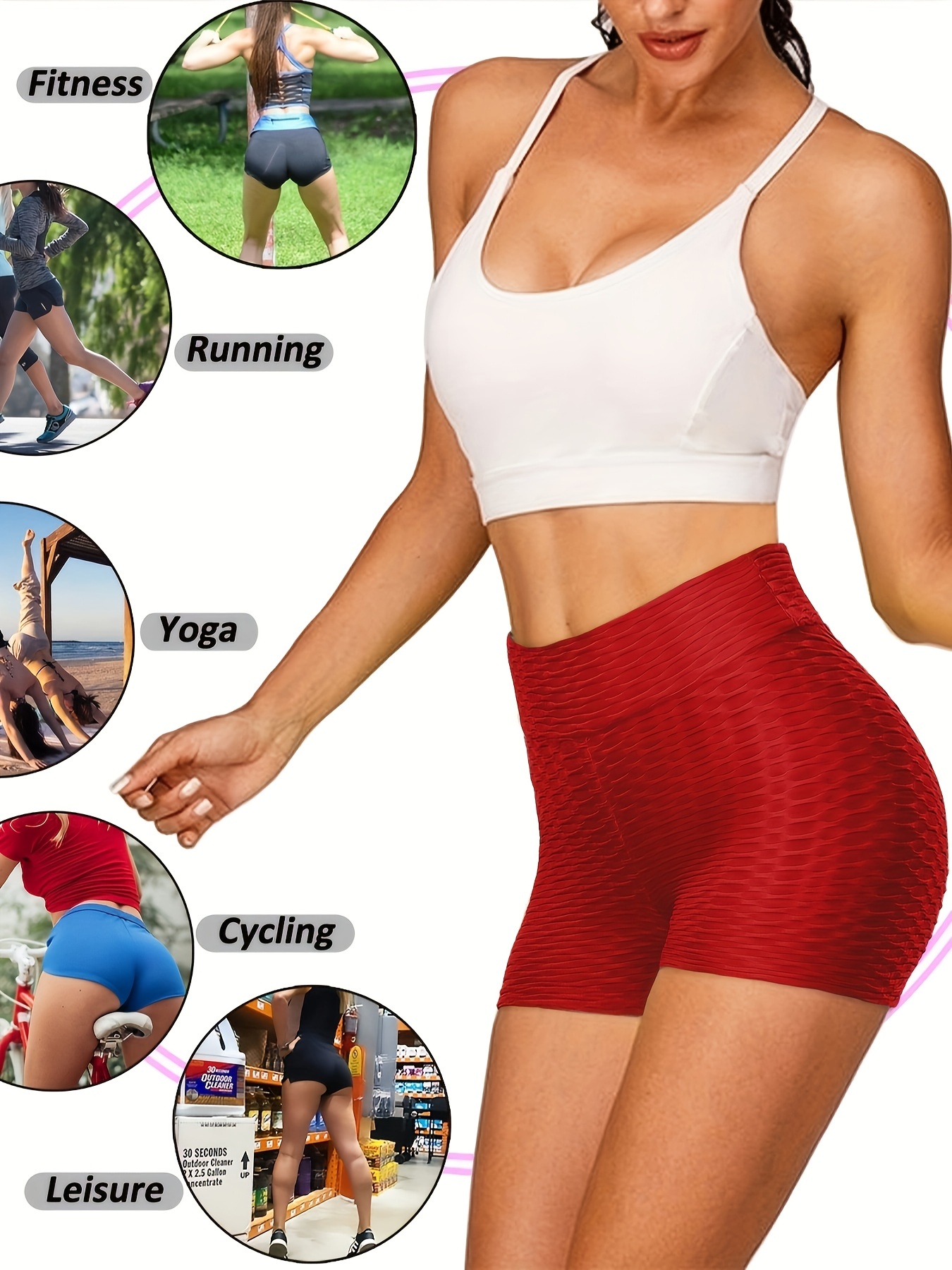 plain honeycomb sporty yoga short slim fit butt lifting high waist sports short womens activewear details 49